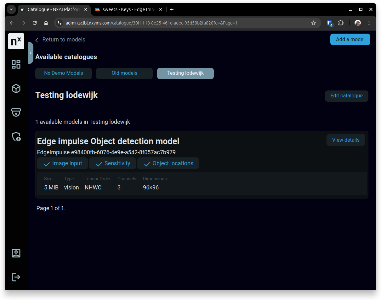 edge impulse model listed