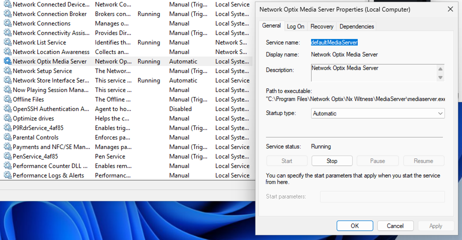 windows stop mediaserver