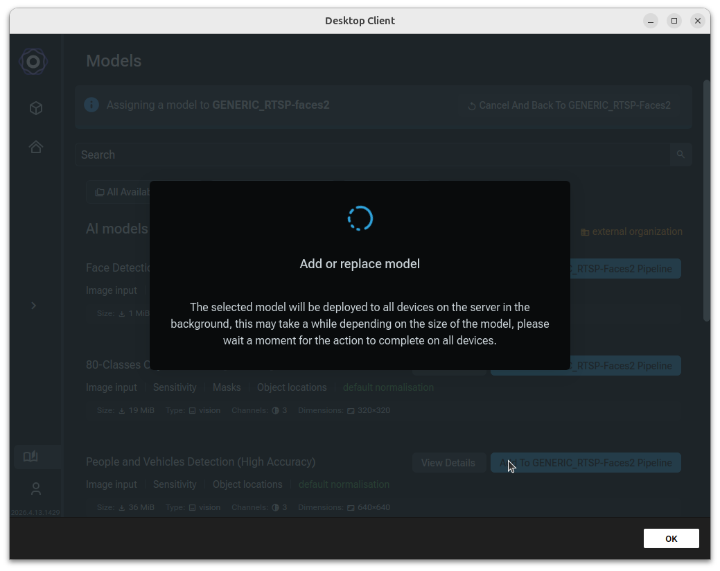 popup add model progress