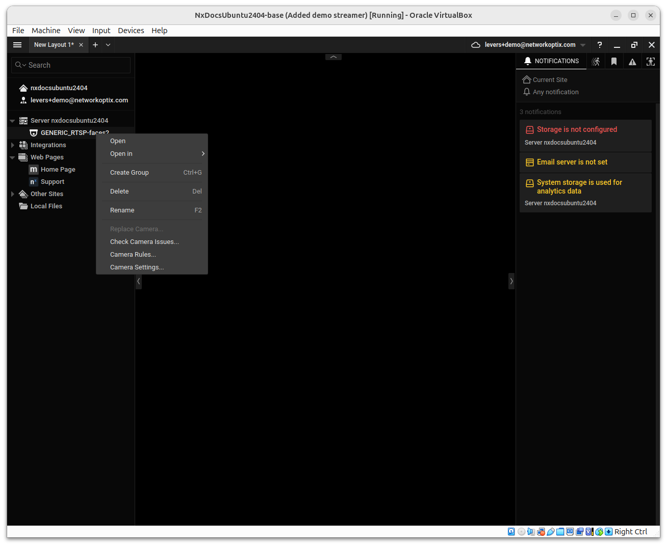 nx client camera context settings