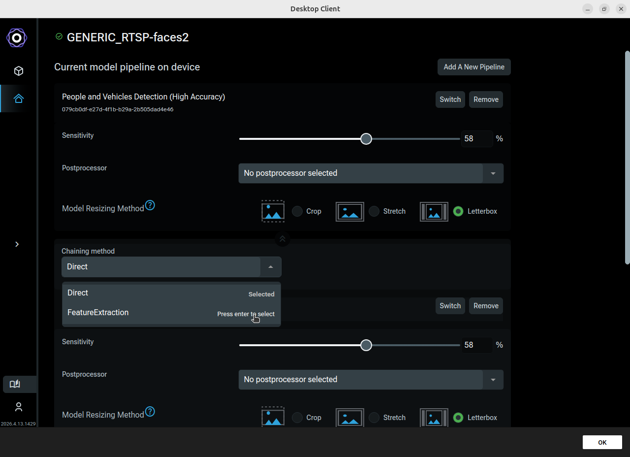 popup pipeline chain method selection