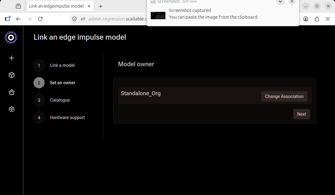 edgeimpulse organisation selected